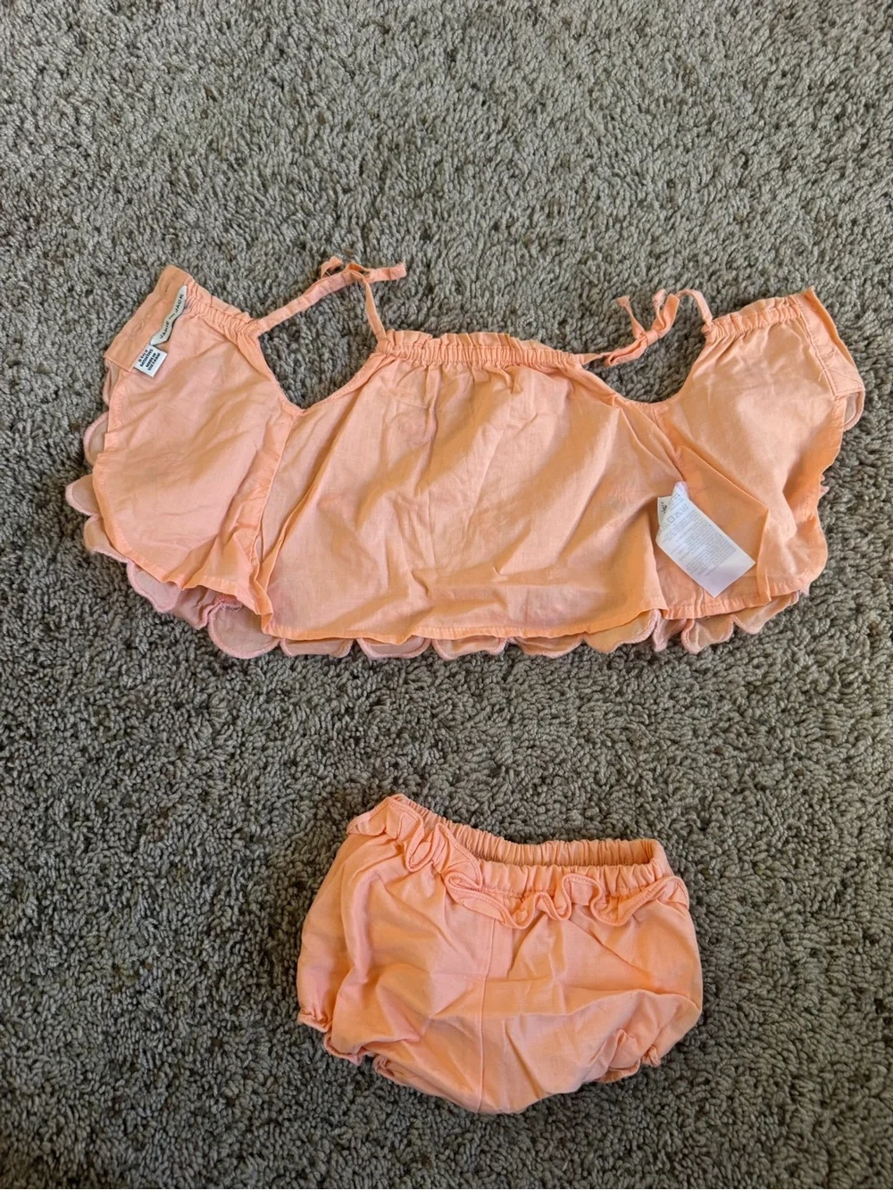 Janie and Jack Peach Embroidered Tank & Diaper Cover Set